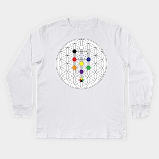 Tree of Life on Flower of Life Kids Long Sleeve T-Shirt